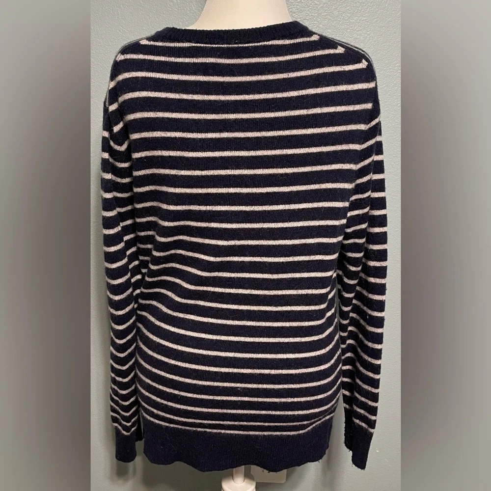 J. Crew Women’s Blue Striped Sweater Lamb’s Wool Blend Preppy Nautical Large